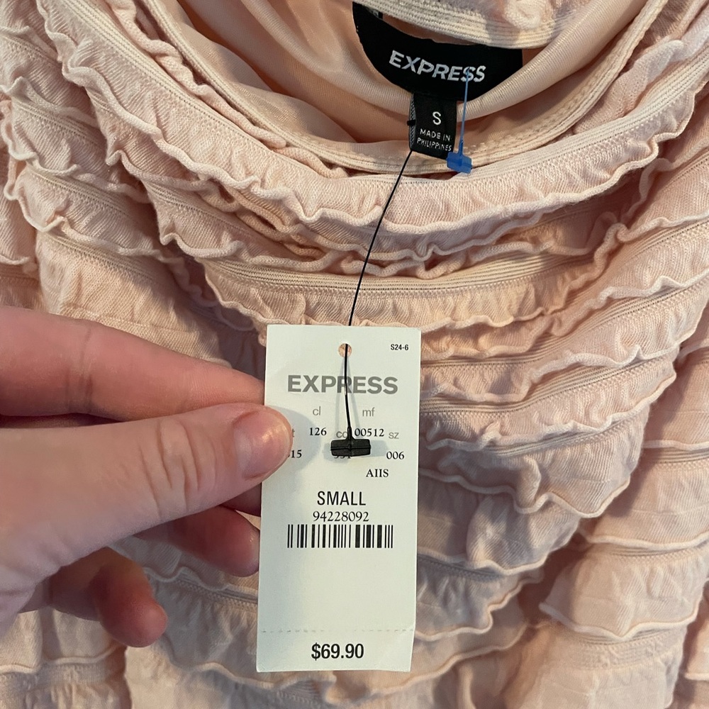 Express NWT strapless blush ruffled dress size Small. - Picture 2 of 4